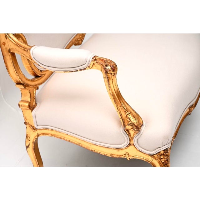 Metal Antique French Carved Gilt Wood Settee, 1890 For Sale - Image 7 of 11