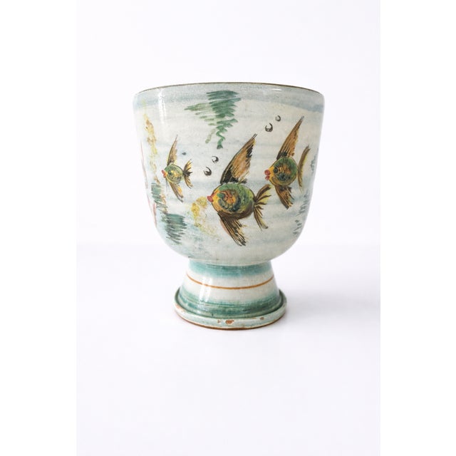 Mid-Century Modern Ceramic Cache Pot Plant Holder by Rayon Albisola, Italy, 1950s For Sale - Image 3 of 9