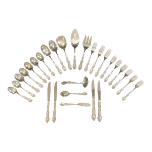 Mid-Century Silverplate Flatware in Beverly Manor Pattern by Wm Rogers for International Silver - Set of 28