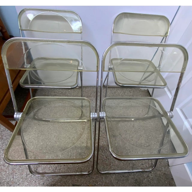 Yellow 1960s Vintage Lucite Folding Chairs - Set of 4 For Sale - Image 8 of 8