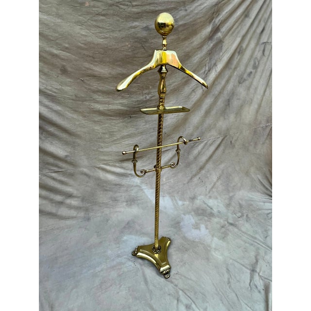 Gold Solid Brass Valet with Change and Pants Holder For Sale - Image 8 of 11