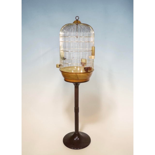 Brown Vintage Space Age Fer Plast Birdcage Made in Italy C. 1970's For Sale - Image 8 of 17