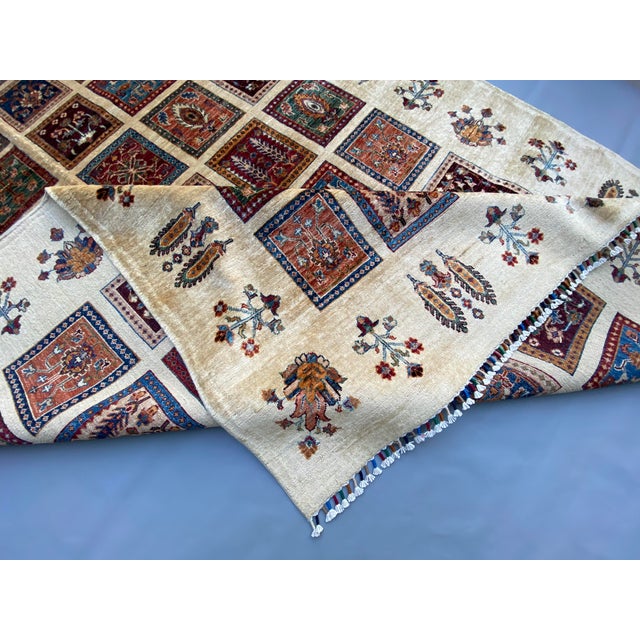 Elegant Garden Panel Design Wool Rug Inspired by Persian Bakhtiari & Qashqai Motifs 6.8x9.9 Ft For Sale - Image 12 of 16