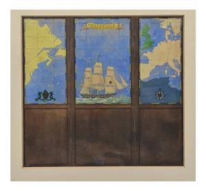 Watercolour Drawing of a Three Fold Screen Nautical Map by Kenneth Stevens Macintire