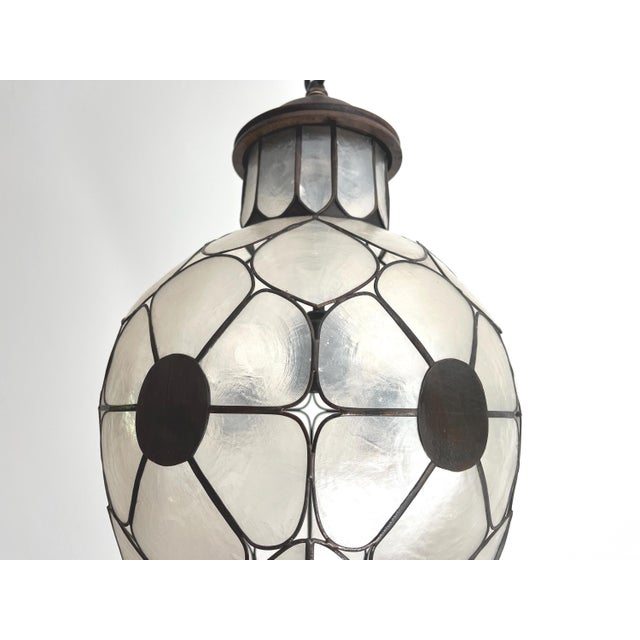 1960s Feldman Capiz Shell Floral Pendant Light, 1960s For Sale - Image 5 of 18