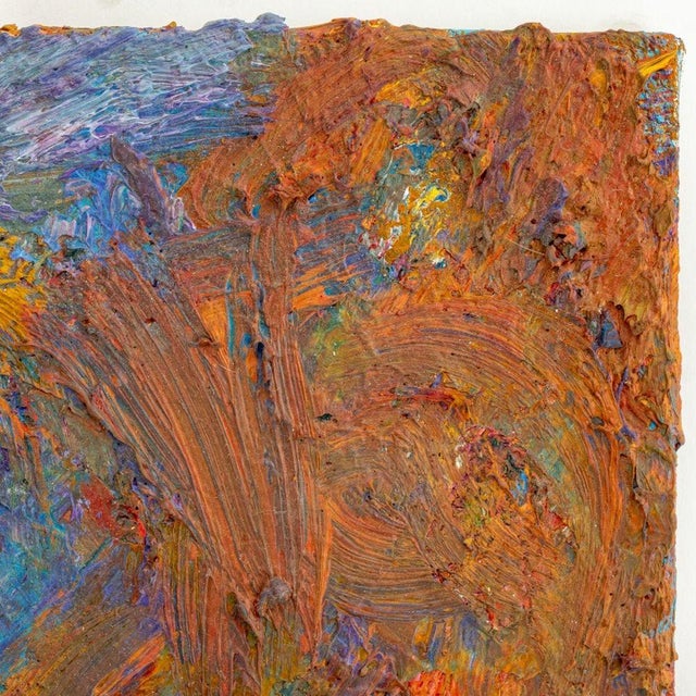 Andy Miller (American, b. 1950), Abstract Composition, Oil on Canvas, impasto details, in purple and golden hues,...