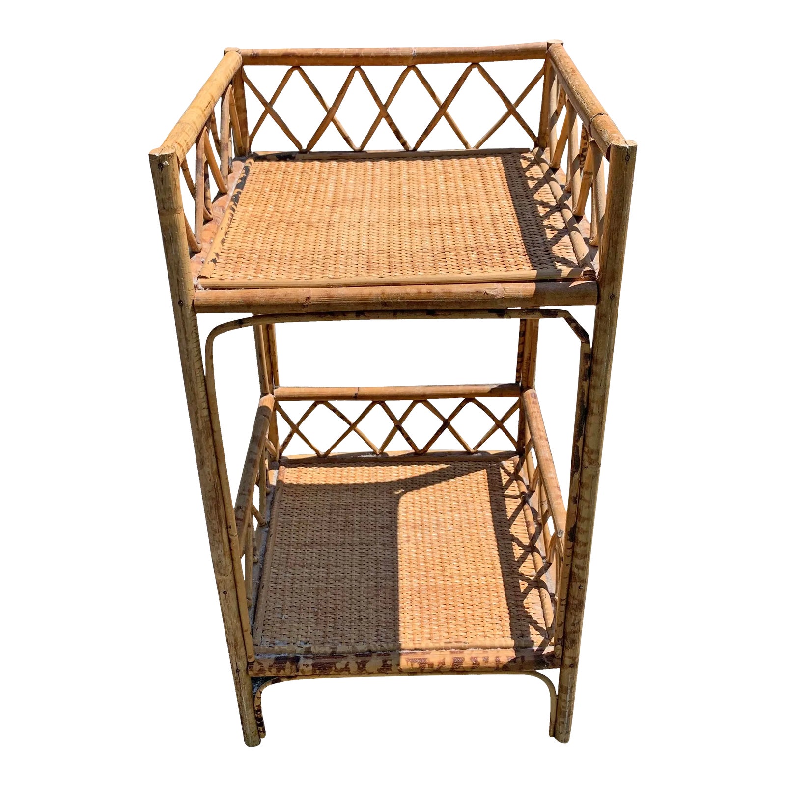 Vintage Small Rattan Wicker Shelf Stand Natural Chairish