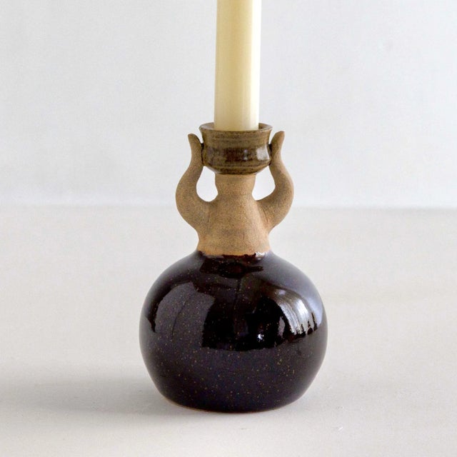 Figurative 2020s Figurative Woman Ceramic Candlestick Holder Umber For Sale - Image 3 of 11