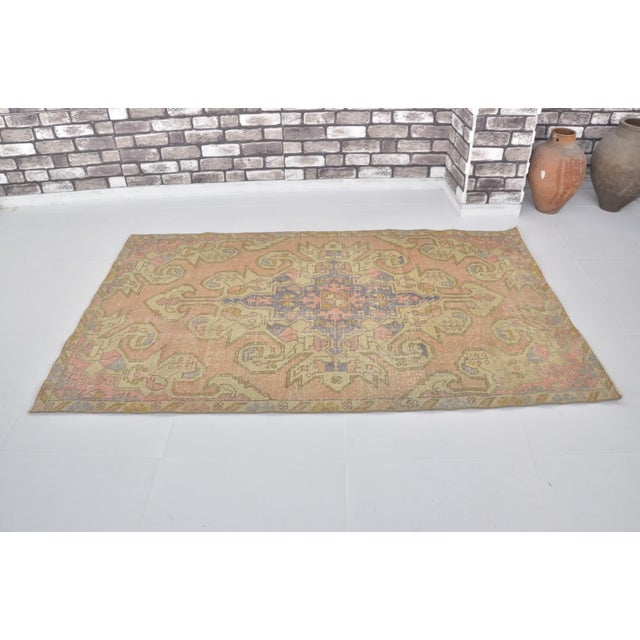 Handmade wool carpet in Turkish Anatolia , Vintage Oushak Rug,Turkish Vintage Anatolian Rug, Handmade wool Rug . One Of...