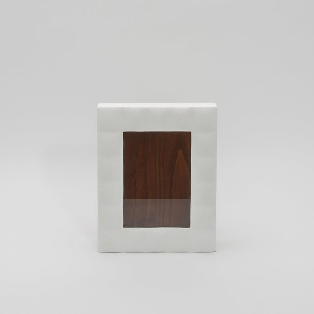 R & Y Augousti Picture Frame 5x7” in Quilted White Shagreen by R&y Augousti For Sale - Image 4 of 8