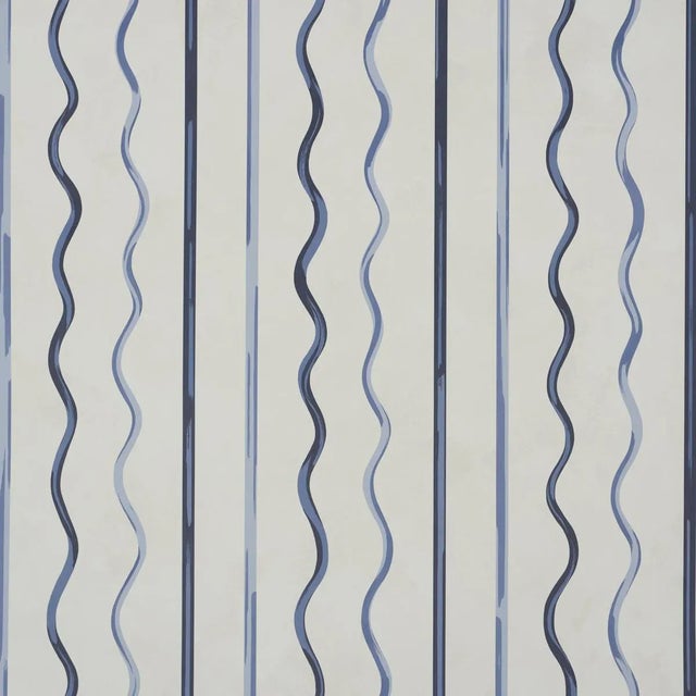 Schumacher x Backdrop Affogato Wallpaper In Cornflower & Deep Navy For Sale