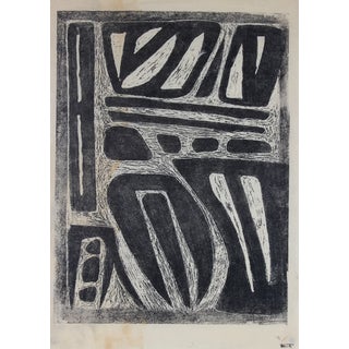 Mid Century Woodcut Print For Sale