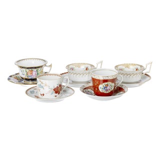 Porcelain Teacups with Saucers from Vista Alegre, Set of 10 For Sale