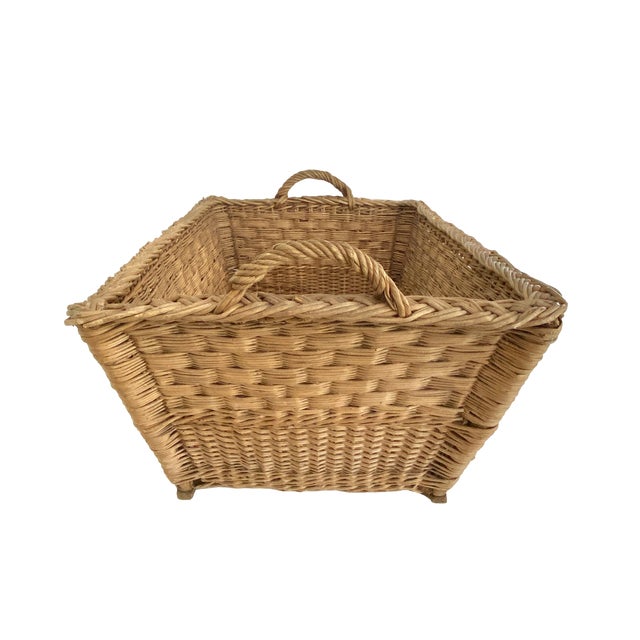 Wood 1960s French Wicker Market Basket For Sale - Image 7 of 9