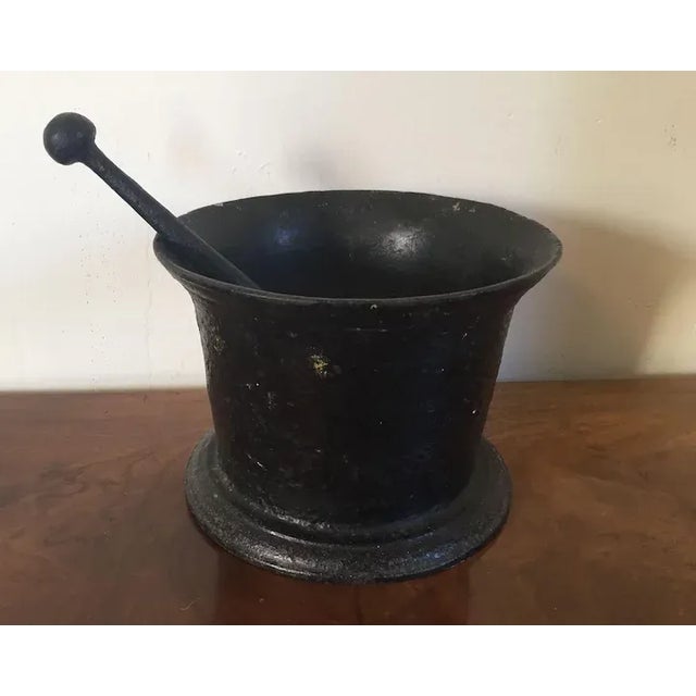 Mid-Century Modern 1860 American Cast Iron Pharmacy Mortar & Pestle For Sale - Image 3 of 11