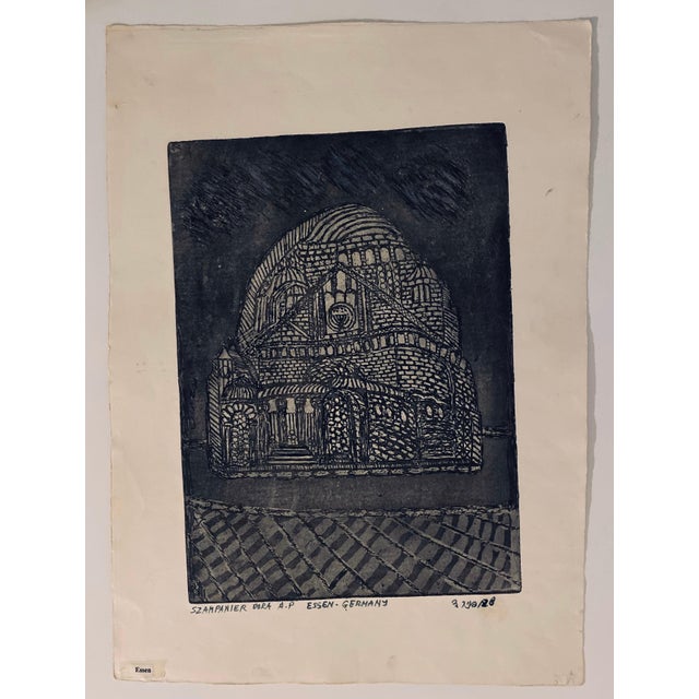 Dora Szampanier, Etching of destroyed synagogue - Essen, Germany For Sale In Miami - Image 6 of 6