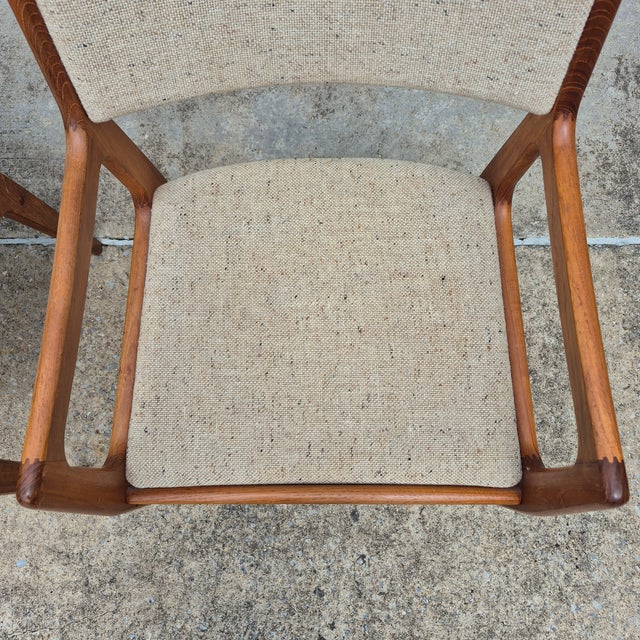 D-Scan 1970s D-Scan Danish Modern Style Teak Arm Chairs Oatmeal Upholstery, a Pair For Sale - Image 4 of 14