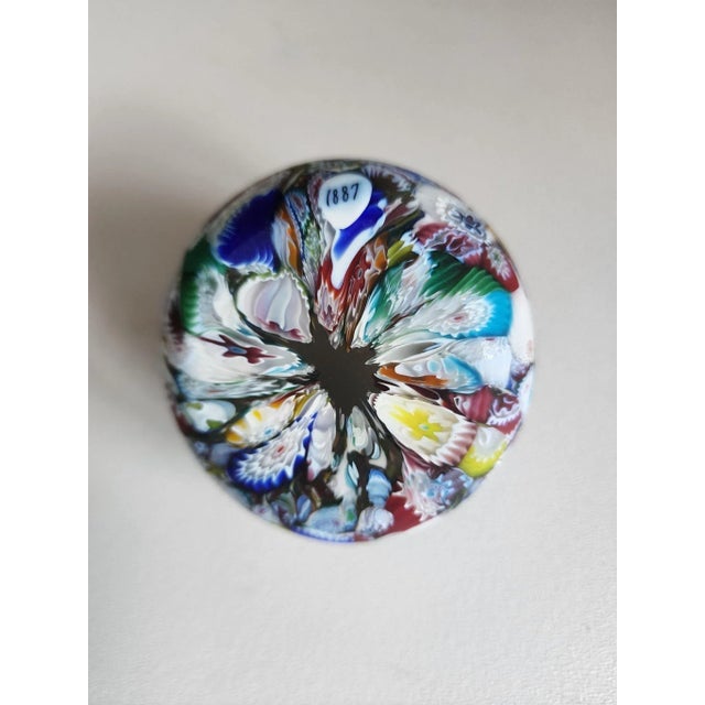 Murano 1887 Murano Style Millefiore End of Day Scramble Art Glass Paperweight Sphere For Sale - Image 4 of 6