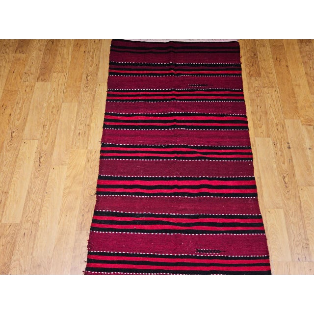 Vintage Turkish Hand Woven Kilim Runner, Wool & Cotton, Stripe Design, 3x12 For Sale - Image 9 of 15