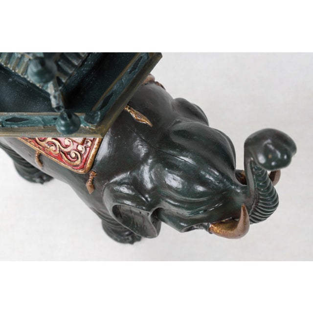Dark Green Dark Green Elephant Carrying Pagoda Sculpture For Sale - Image 8 of 10