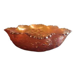 1940s Fenton Marigold Carnival Glass With Wreathed Cherry Pattern Berry Bowl