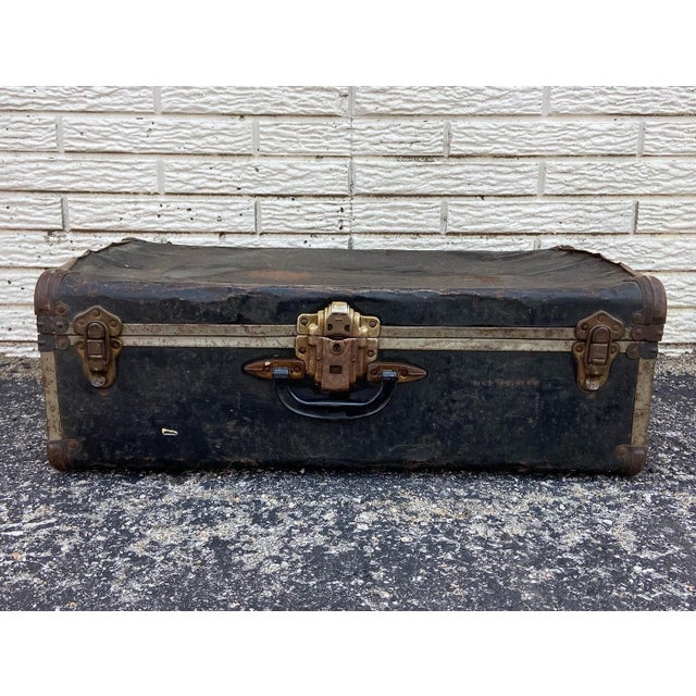 Vintage Black Metal Trunk Chairish