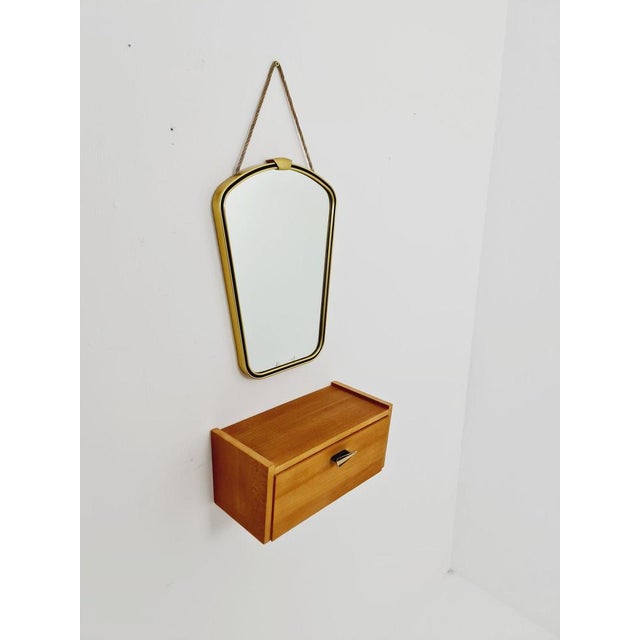 Original kidney mirror with beautiful shelf from the 60s the mirror. Made in germany nierenspiegel famous vintage europa...