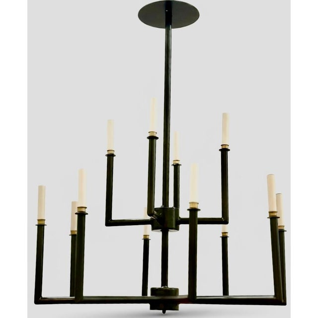 2010s Custom-Made 12 Light Candlestick Chandelier Light Fixture For Sale - Image 5 of 7