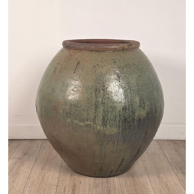 Massive Celadon Glazed Chinese Pot 35" H. X 33" For Sale In San Francisco - Image 6 of 6