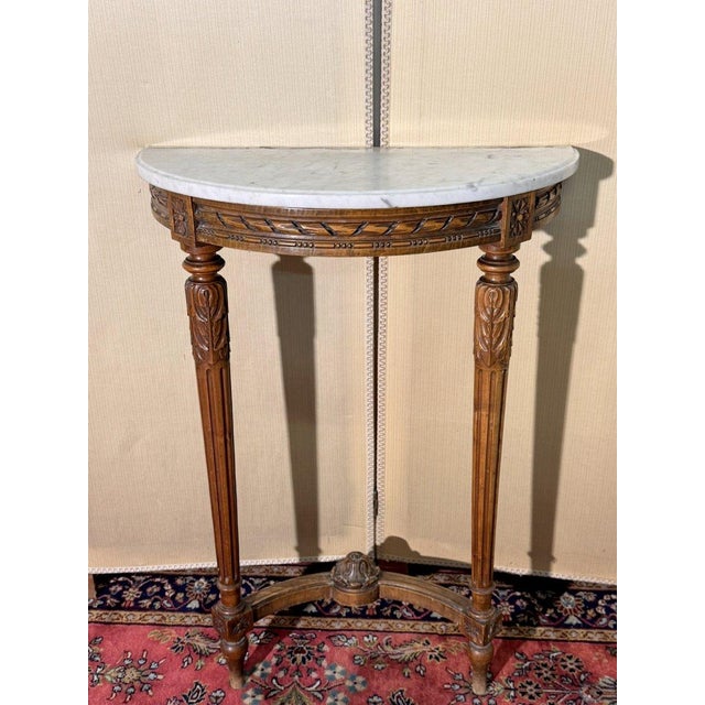 Louis XVI Half-Moon Console in Carved Wood For Sale - Image 3 of 5