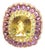 Bochic "Orient" Vintage Diamond, Lemon Quartz & Gem Ring Set 18K Gold & Silver For Sale