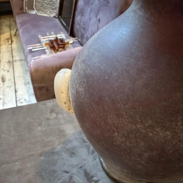 Mid-Century Modern 1970s Cenedese Style Modern Purple and White Scavo Murano Glass Amphora Vase For Sale - Image 3 of 12