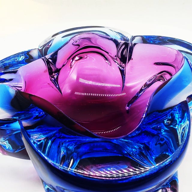 Vintage Pink and Sky Blue Ashtray in Murano Glass, 1960s For Sale - Image 6 of 8