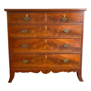 Antique Early 1800s American Neoclassical Mahogany Chest With French Bracket Feet For Sale
