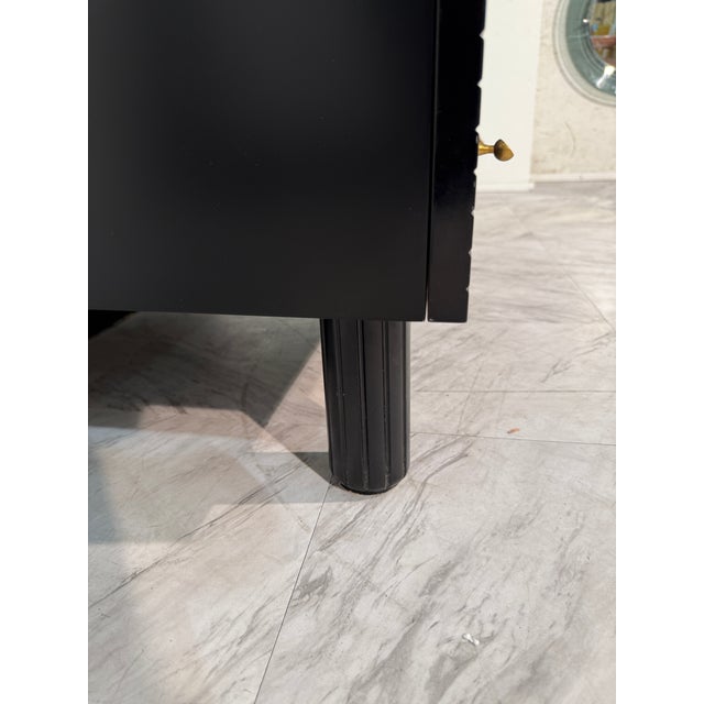 1960s Pierre Cardin Black Lacquered Commode With Brass Details For Sale - Image 13 of 16