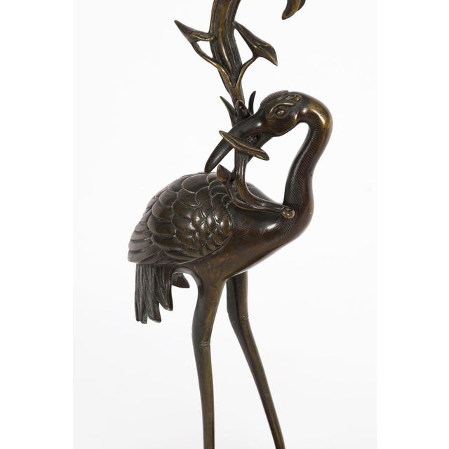 Metal Antique Japanese Bronze Pricket Candlesticks, 19th Century, Set of 2 For Sale - Image 7 of 18