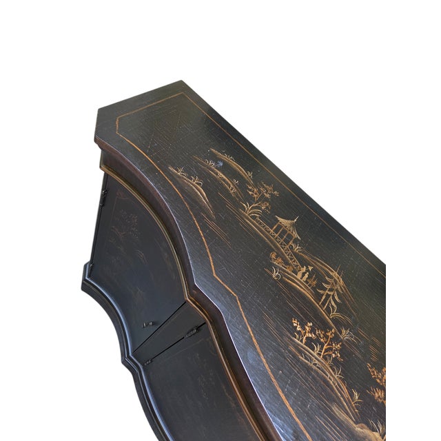 1990s Ethan Allen Vivianne Serpentine Console Buffet Sideboard Credenza Chinoiserie For Sale - Image 12 of 18