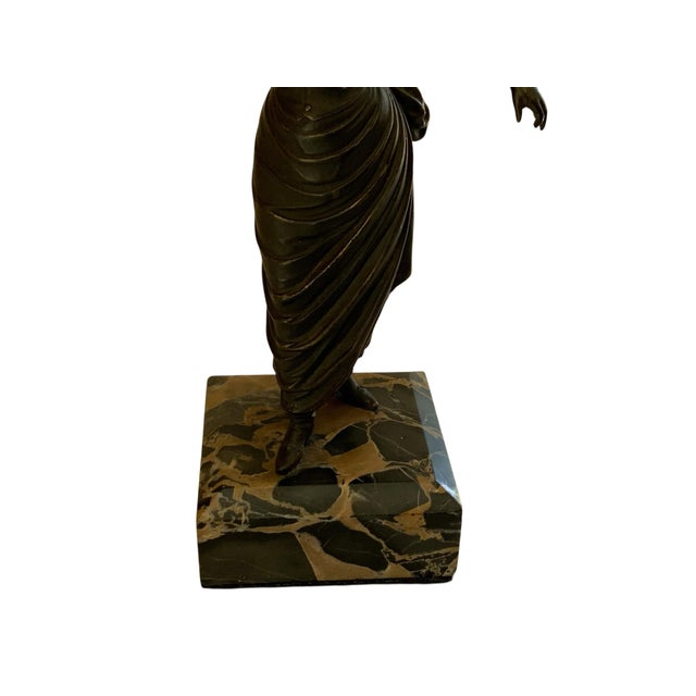 Art Deco Victorian Style Stage Girl Dancer Bronze Figurine Marble Base For Sale In Palm Springs - Image 6 of 9
