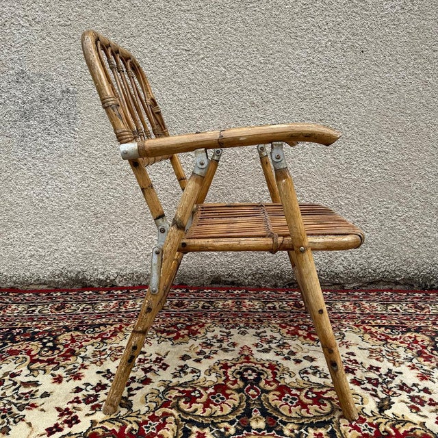 Rattan Folding Armchairs, 1960, Set of 4 For Sale - Image 9 of 18