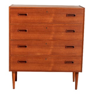 Scandinavian Teak Chest of Drawers with Four Drawers, 1960s For Sale
