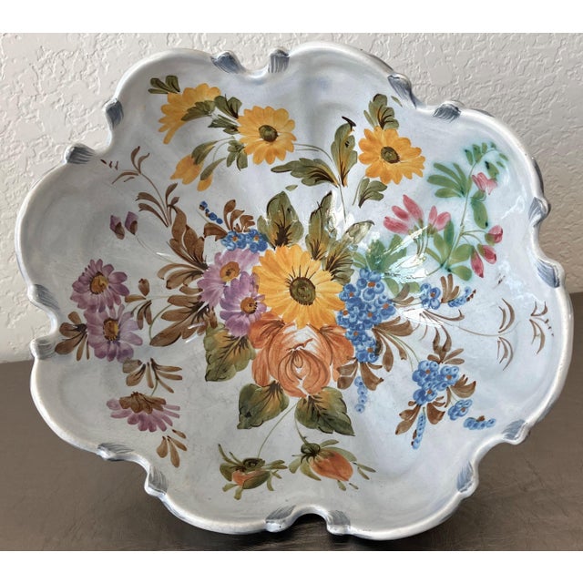 Mid 20th-Century Monteith-Style Earthenware Crenellated Rim Footed Compote For Sale - Image 9 of 18