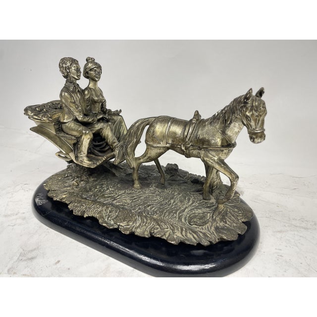 Carriage Sculpture with Horses Laminated in Silver, Italy, 1970s For Sale - Image 15 of 15