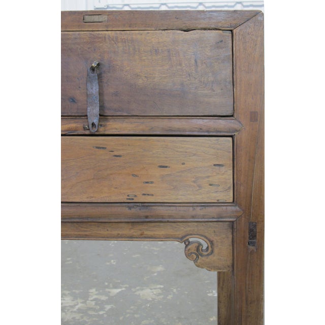 Aged Elm Wood 3-Drawer Side or Console Table For Sale - Image 4 of 11