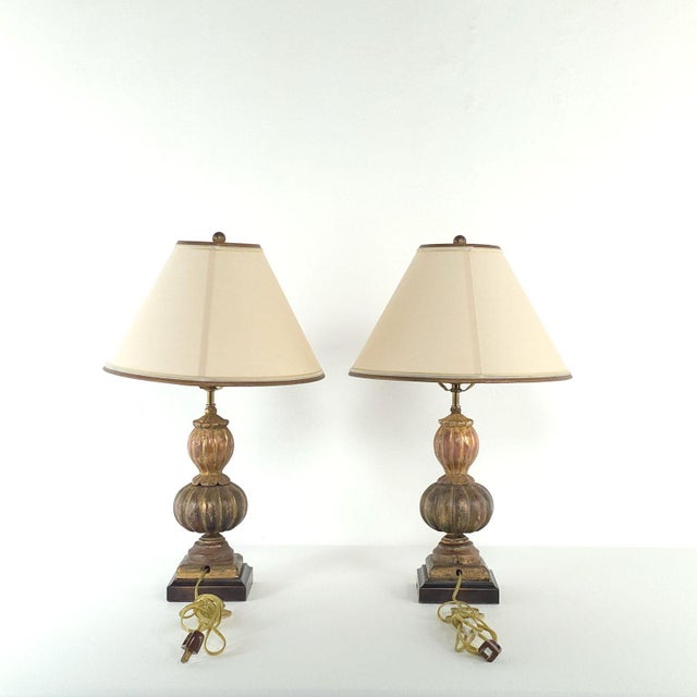 Pair of Carved Antique Giltwood Finials, Now Lamps, Italy, 19th Century For Sale - Image 4 of 7
