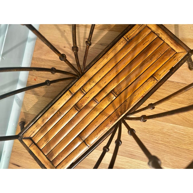 Ornamental & Decorative Materials Vintage Faux Tortoise Bamboo Metal & Bamboo Chinoiserie Magazine Rack For Sale - Image 7 of 9