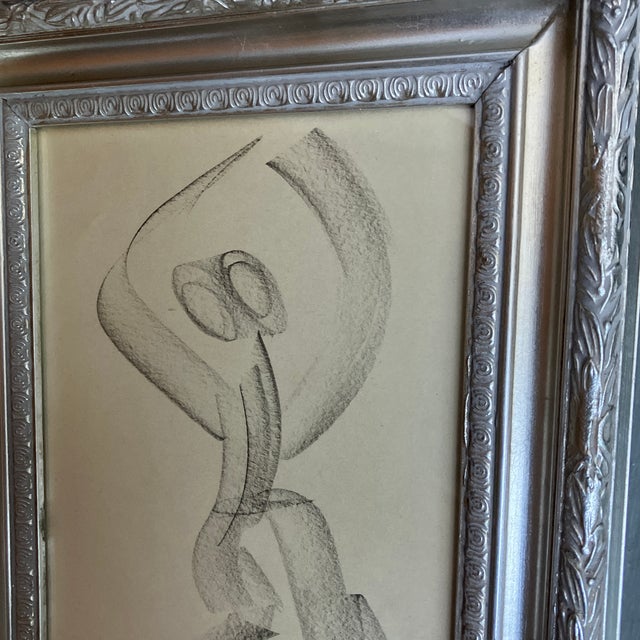 Original approx 8.5 x 11 charcoal drawing on paper unsigned study Overall size with frame is 12.5 x 15