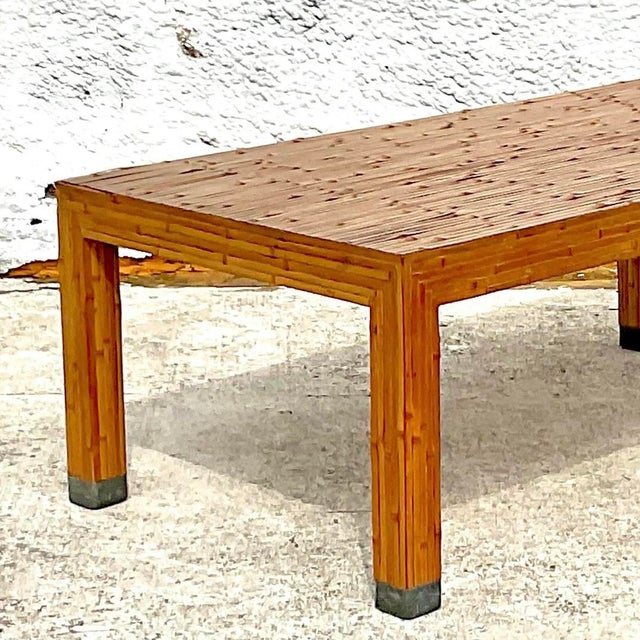 Late 20th Century Vintage Coastal Split Bamboo Coffee Table For Sale - Image 10 of 12