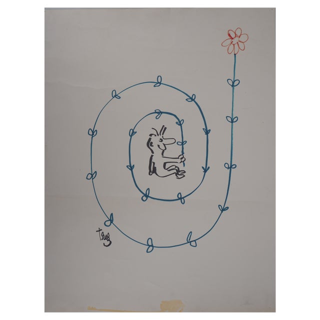 Alain Trez, Flower Tourbillon, Felt Pen Drawing For Sale