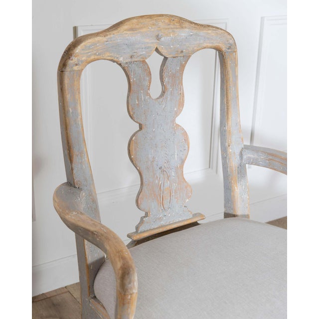 Pair of Swedish Rococo Carved Armchairs with Original Patina For Sale - Image 15 of 16