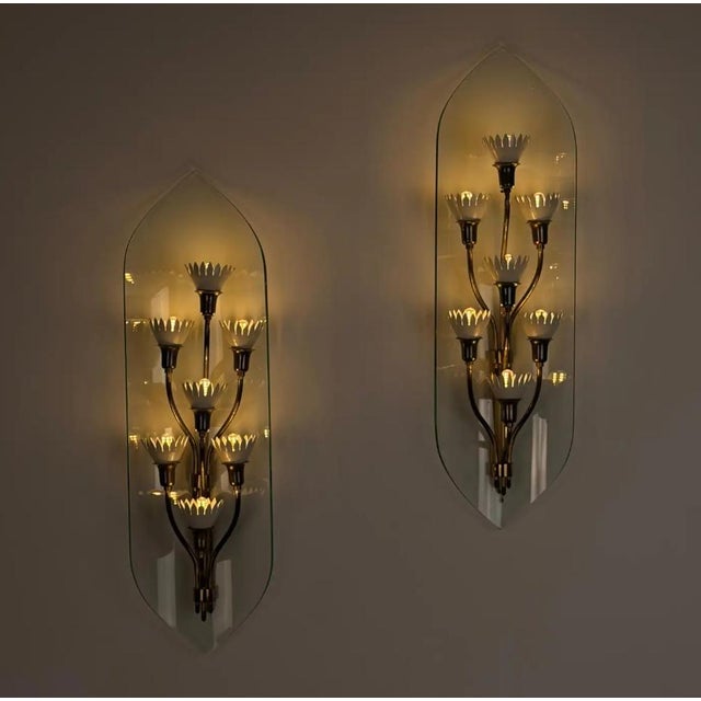 Monumental Pietro Chiesa for Fontana Arte Rare 7-Light Glass Sconces, 1950s For Sale - Image 15 of 15